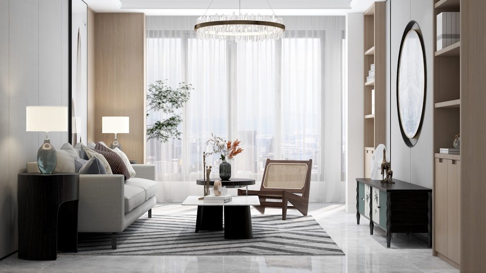 Salón luminoso de una vivienda preparada para la venta